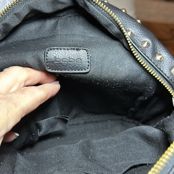BeBe Small Black Studded Backpack - GUC - Gold and Rhinestone Hardware - Picture 8 of 9
